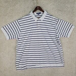 Polo Ralph Lauren Polo Shirt Men's Size 4XB Big White Blue Striped Bolivia S/S